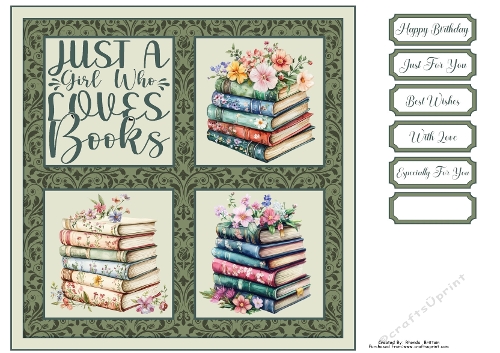 Just A Girl Who Loves Books 8x8 Card Front