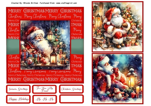 Vintage Santa Card Front 6x6