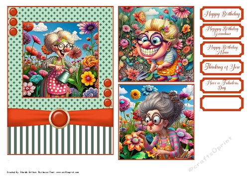 Grandma in the Garden 2 Card Front 7x5