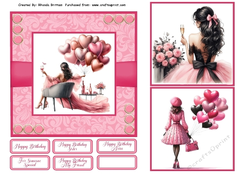 Elegant Birthday Female Card Front 6x6