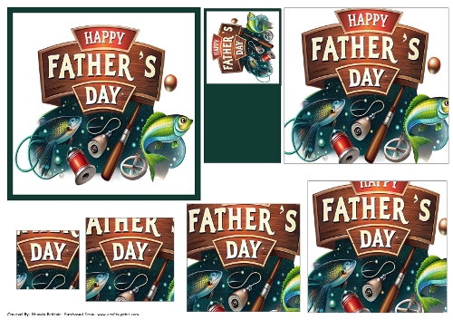 Happy Fathers Day Fishing Card Front & Pyramid