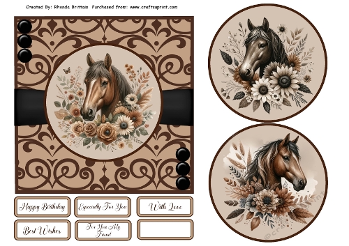 Boho Horse Card Front 6x6