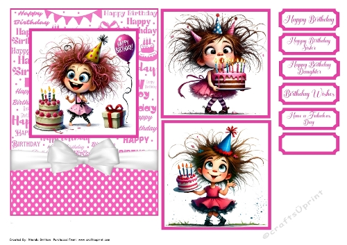 Quirky Girl Happy Birthday 1 Card Front 6x6