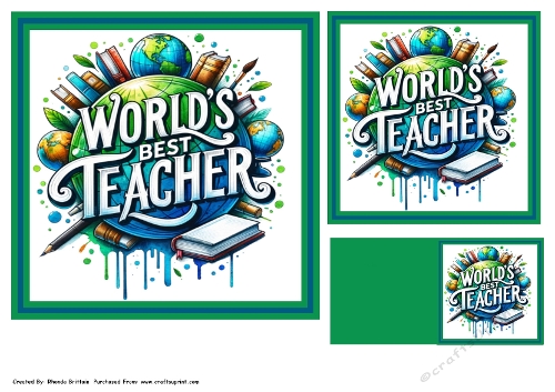 Worlds Best Teacher Toppers & Gift Tag