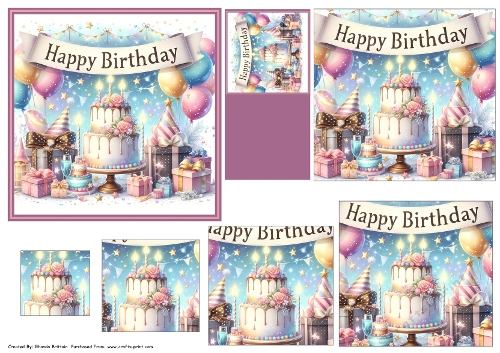  Happy Birthday 3 Card Front & Pyramid