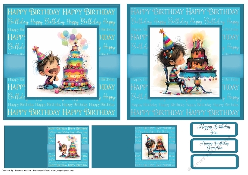 Birthday Boy Card Fronts 5.5 x5.5
