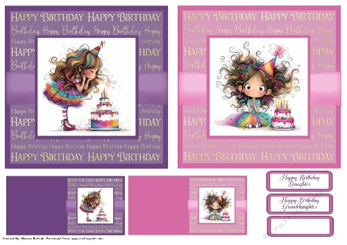 Birthday Girl Card Fronts 5.5 x5.5