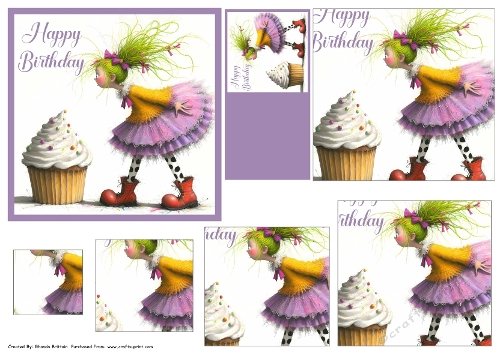 Happy Birthday Cupcake Card Front with Pyramid