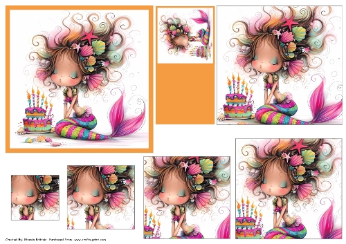 Mermaid Birthday Card Front and Pyramid