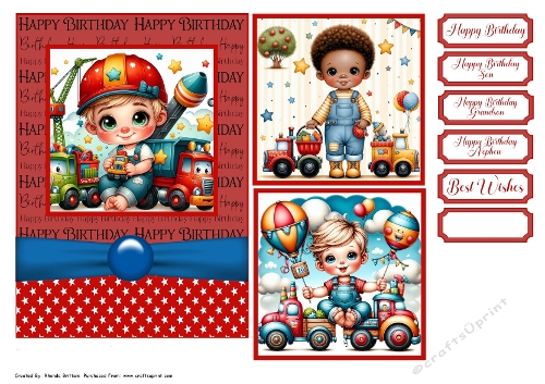 Little boys and their Toys Card Front 7x5