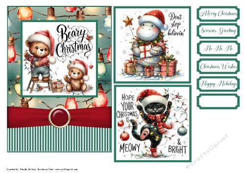 Beary Christmas Card Front 7x5