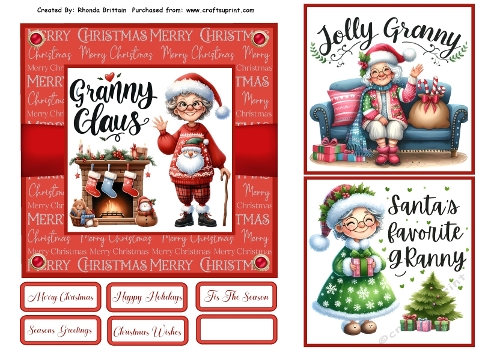 Granny Claus Card Front 6x6