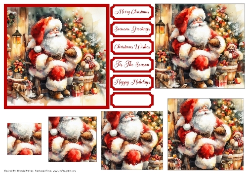 Vintage Santa Card Front with Pyramid