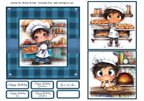 Pizza Boy Birthday Card Front 6x6