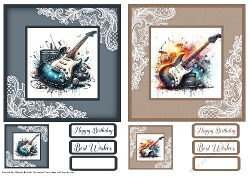 Electric GuitarsCard Fronts x 2 with Gift Tags