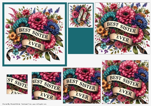 Best Sister Ever 1 Card Front with Pyramid 