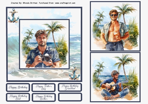 Day At The Beach Card Front 6x6