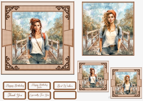 On The Bridge Card Front With Matching Gift Tags