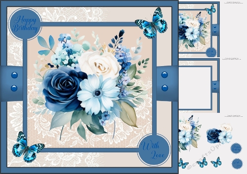 Blue Floral Mini Kit 8x8