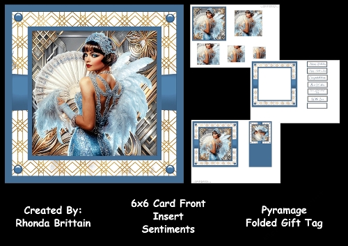 Art Deco Lady in Blue Mini Kit 6x6