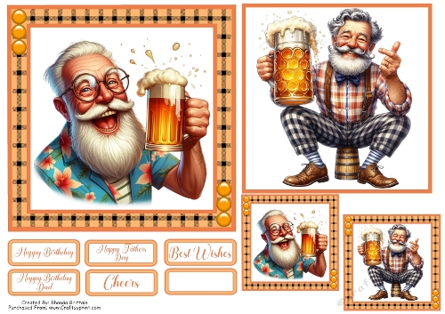 Cheers Card Front 2 with Matching Gift Tags 6x6