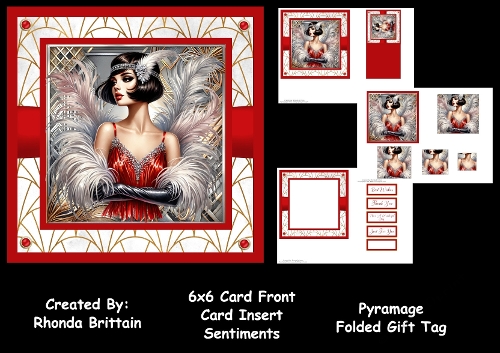 Art Deco Lady in Red Mini Kit 6x6