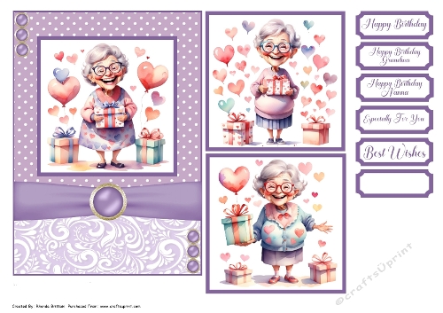 Happy Birthday Grandma Card Front 7x5