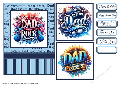 Dad You Rock Card Front 7x5
