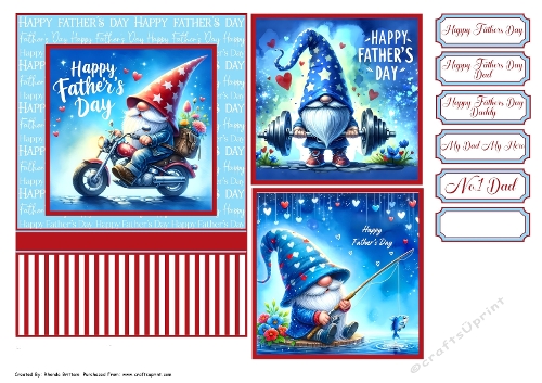Fathers Day Gnomes Card Front 7x5
