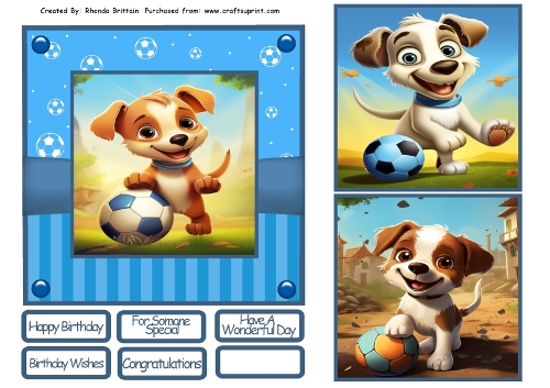Playful Soccer Puppy Card Front 6x6