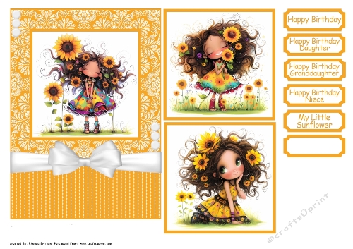 My Little Sunflower Card Front 7x5