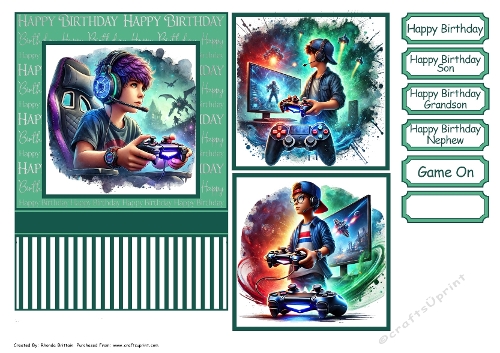 Gamer Boy Birthday Card Front 7x5