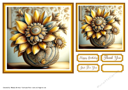 Whimsical flower in a Vase 1 Toppers