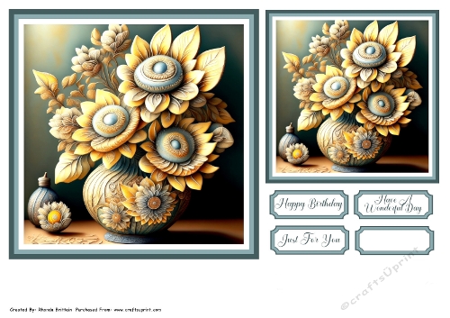 Whimsical flower in a Vase 2 Toppers
