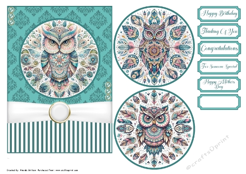 Owl Mandala 1 Card Front 7x5
