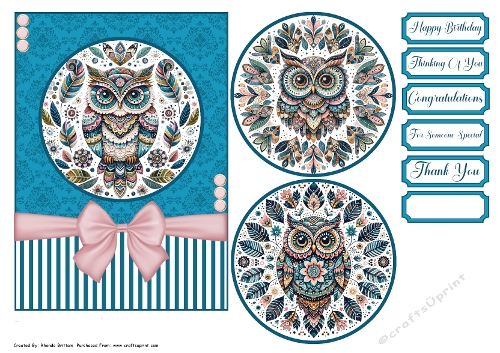 Owl Mandala 2 Card Front 7x5