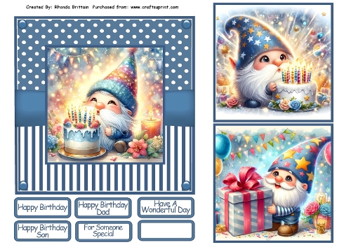 Birthday Gnomes 1 Card Front 6x6