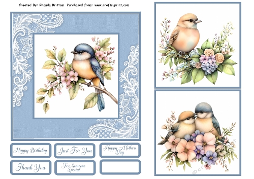 Birds on a Branch Card Front 6x6