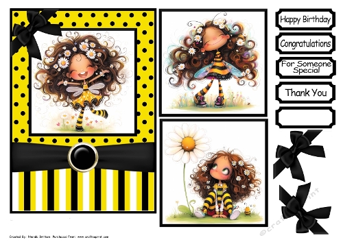 Bee Happy Birthday Card Front 5x7