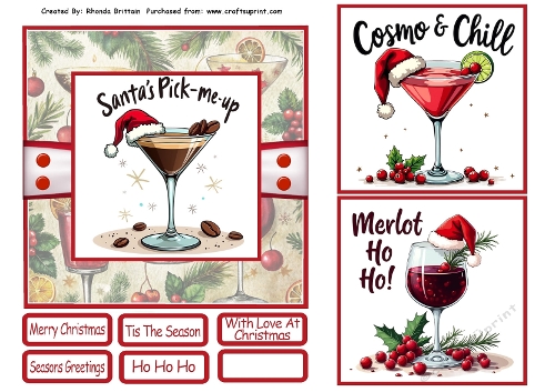 Santas Pick Me Up Cocktail Card Front 6x6