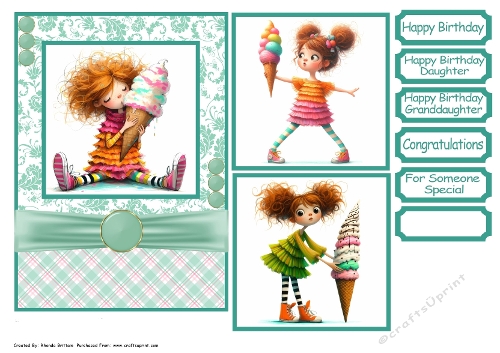 Summer Birthday Treats Card Front 5x7