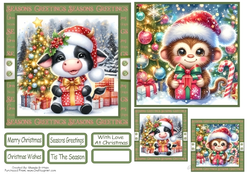 Christmas Presents For You 2 Card Front With Matching Gift Tag 6x6