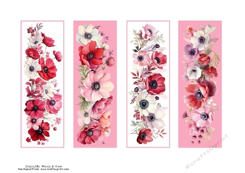 Anemones Floral Bookmarks