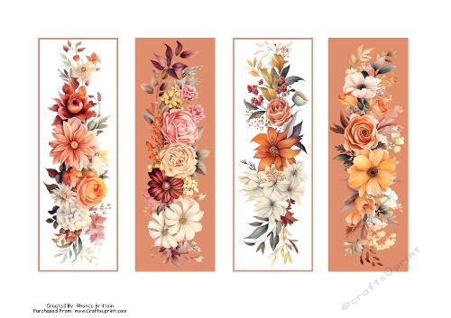 Fall Flowers Floral Bookmarks