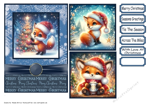 Christmas Foxes Card Front 5x7