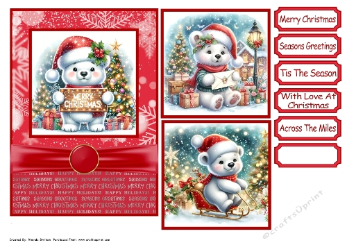 Christmas Polar Bear Card Front 5x7