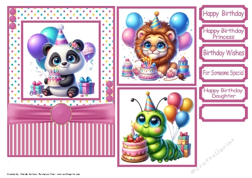 Happy Birthday Animals 1 Card Front 5x7