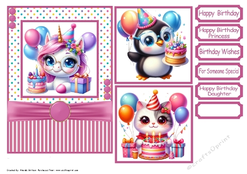 Happy Birthday Animals 2 Card Front 5x7