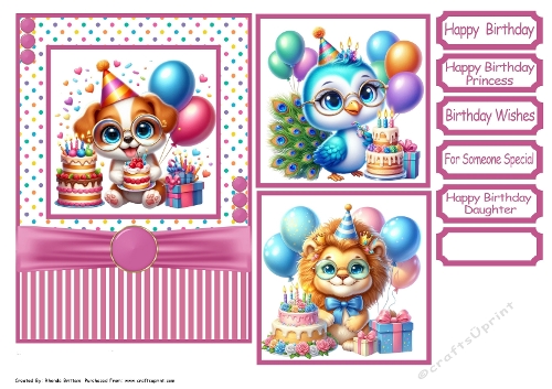Happy Birthday Animals 3 Card Front 5x7
