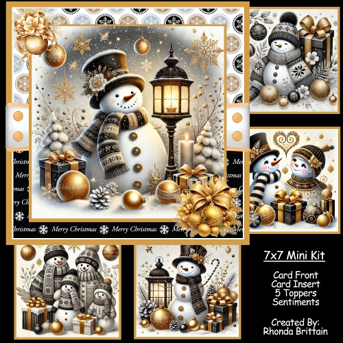 Black and Gold Snowman Mini Kit 7x7